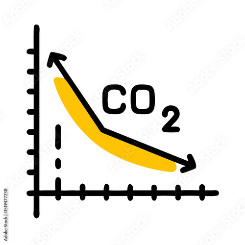 CO2 emission reduction graph illustrating a downward trend in carbon dioxide levels over time