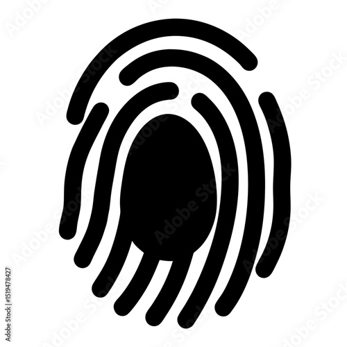 Simple yet complex black and white fingerprint icon for identity verification