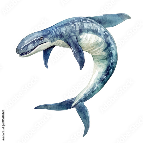Basilosaurus, watercolor drawing vector, high quality, isolated on a white background.