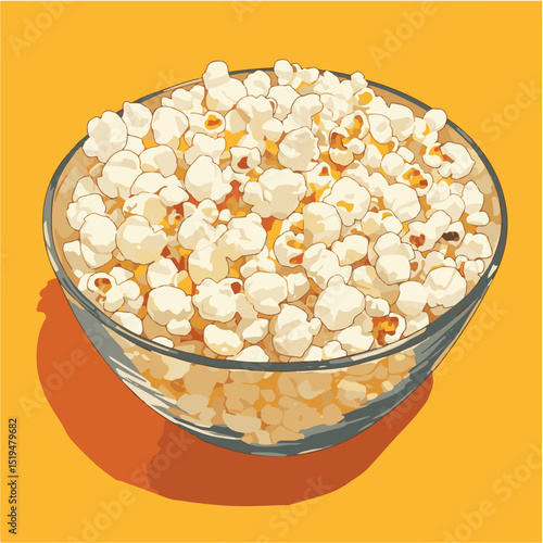 Delicious Bowl of Buttery Popcorn A Simple Illustration