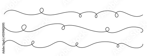 Set of squiggle loopy line vector decoration elements	