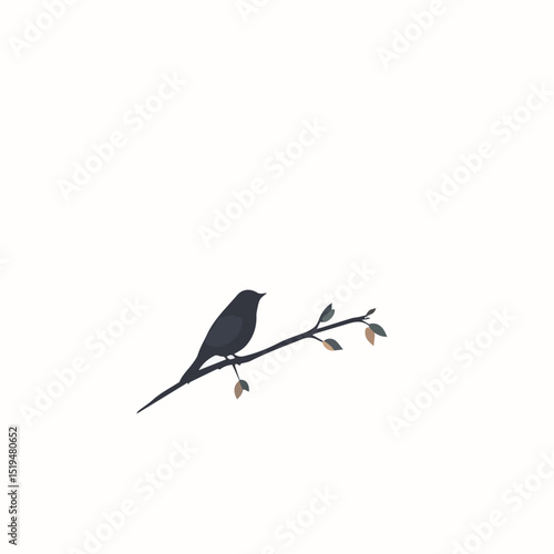 bird on a branch vector, minimalist