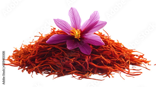 Vibrant Saffron Spice Isolated on Tranasparent Background for Culinary Designs and Food Concepts