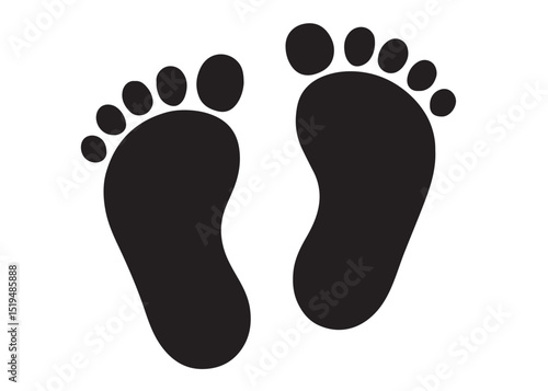 baby feet logo silhouette vector, baby foot logo icon vector silhouette, foot print vector illustration logo, silhouette of baby footprints icon vector silhouette design on white background