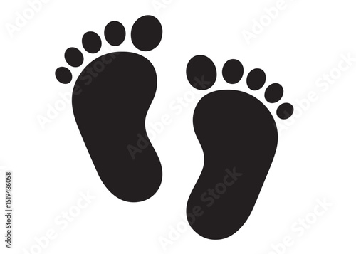 baby feet logo silhouette vector, baby foot logo icon vector silhouette, foot print vector illustration logo, silhouette of baby footprints icon vector silhouette design on white background