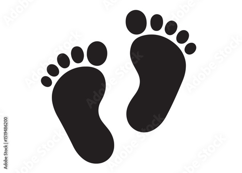baby feet logo silhouette vector, baby foot logo icon vector silhouette, foot print vector illustration logo, silhouette of baby footprints icon vector silhouette design on white background
