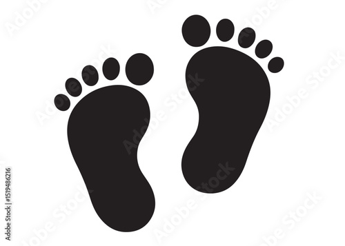 baby feet logo silhouette vector, baby foot logo icon vector silhouette, foot print vector illustration logo, silhouette of baby footprints icon vector silhouette design on white background