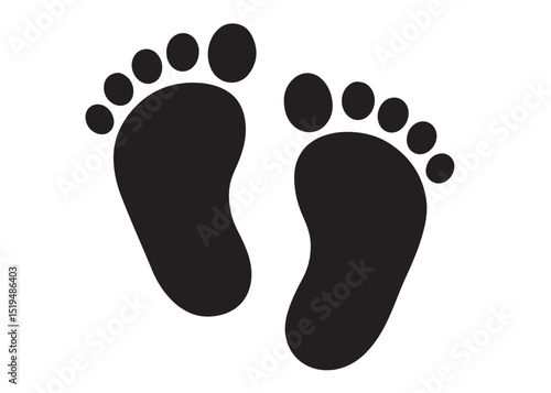 baby feet logo silhouette vector, baby foot logo icon vector silhouette, foot print vector illustration logo, silhouette of baby footprints icon vector silhouette design on white background