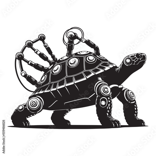 Steampunk Tortoise Mechanical Marvel Illustration