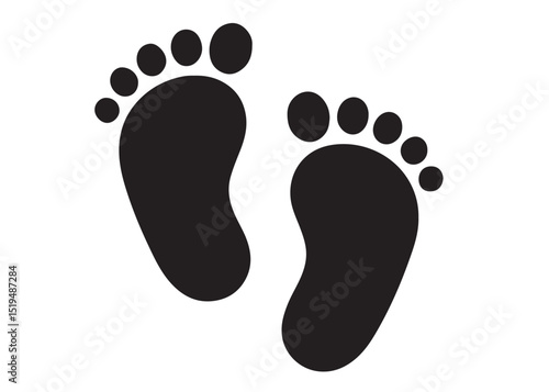 baby feet logo silhouette vector, baby foot logo icon vector silhouette, foot print vector illustration logo, silhouette of baby footprints icon vector silhouette design on white background