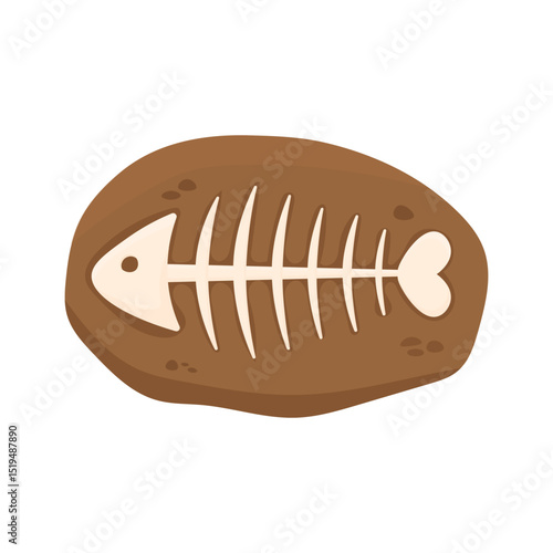 Fish skeleton in stone. The result of archaeological excavations. Fish remains from the prehistoric era
