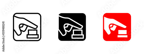 Button icon. Circular push button designed for initiating or halting operations vector illustration. Commonly used in control panels and electronic interfaces symbol.