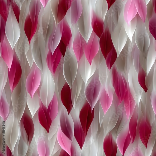 Abstract floral pattern with pink and white leaves