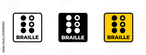 Braille sign icon. Six-dot tactile pattern label representing accessibility for blind or visually impaired readers vector illustration. Reading and assistive language symbol. Literacy sign.