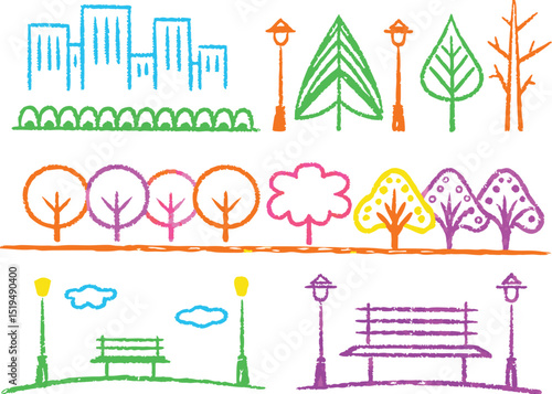 Vector eco city landscape infographic elements with green building and tree illustration