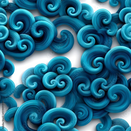 Swirling Blue Waves in Abstract Design