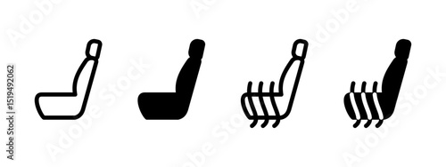 Vehicle seat icon. Car seat with progressive heating elements vector illustration. Automotive comfort and temperature control feature symbol. Winter driving equipment sign. Car interior pictogram.