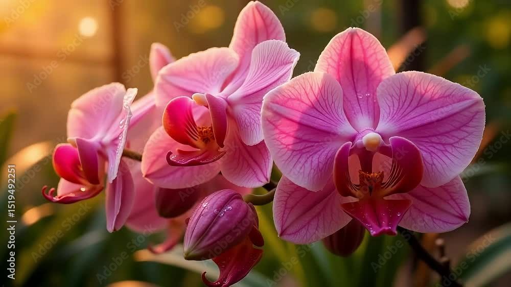 Pink Orchid Flowers in Golden Sunlight | Close-Up Nature Aesthetic Video Pink Orchid Flowers in Golden Sunlight | Close-Up Nature Aesthetic Video