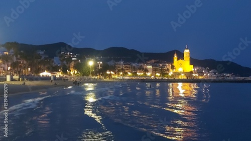 Sitges, beach, coastline, travel, spain, tourism, shore, landscape, sand, sky, clouds, sea, water, peace, waves, detsination