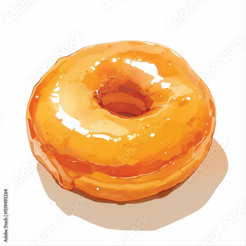 Delicious Glazed Donut Illustration Sweet Treat, Bakery, Food, Dessert, Yummy
