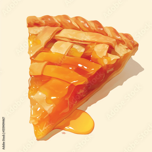 Delicious Peach Pie Slice A Sweet Treat Illustration