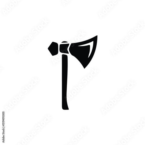 Black Axe Silhouette Icon – Woodcutting Tool Vector Illustration

