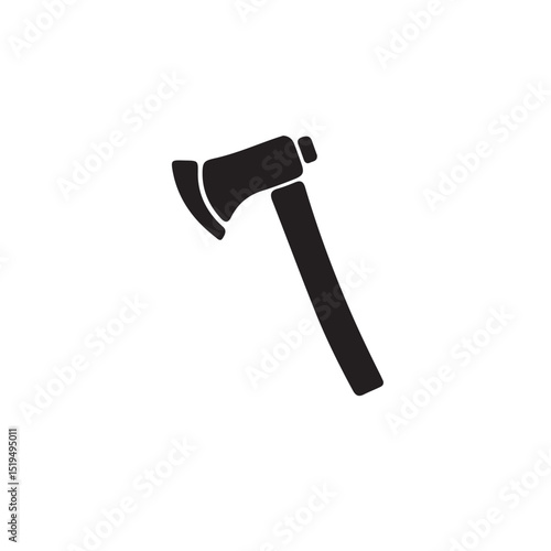 Black Axe Silhouette Icon – Woodcutting Tool Vector Illustration

