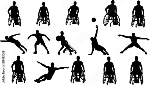 Silhouette of disabled athletes
