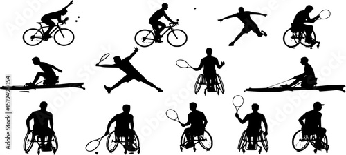 Silhouette of disabled athletes
