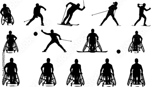 Silhouette of disabled athletes
