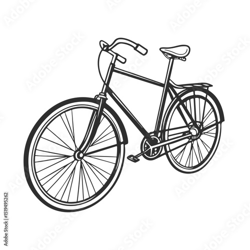 Bicycle Silhouette Vector – Classic Bike Icon Outline Illustration

