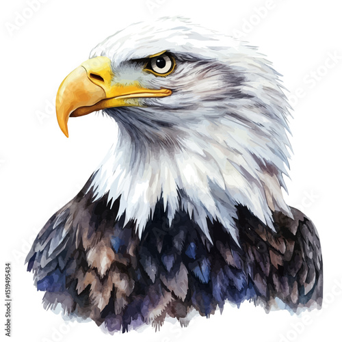watercolor of Bald Eagle, vector high quality, isolated on a white background.