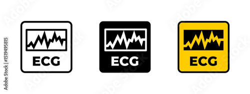 Heart icon. ECG waveform displayed inside monitor vector illustration. Cardiology monitoring and rhythm tracking symbol. Hospital care and patient health sign. Medical diagnostics pictogram.