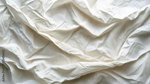 Draped Cream-Colored Fabric Texture Soft, Luxurious Wrinkles and Folds