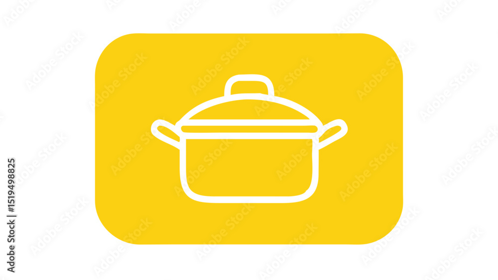 Obraz premium Cooking pot graphic in vibrant yellow showcasing a modern kitchen essential for various culinary dishes