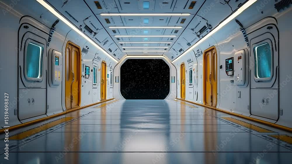 Futuristic Spaceship Corridor: A Journey Through the Cosmos