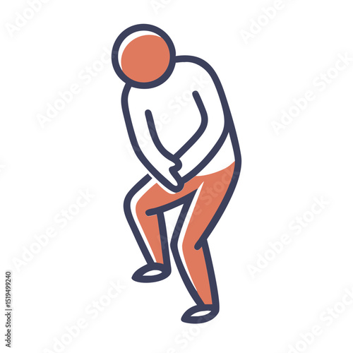 Person holding their stomach in discomfort while standing indoors during noon