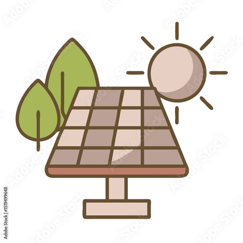Solar panel technology harnesses sunlight in a sustainable energy setup with trees under a bright sky