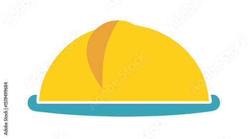 Bright yellow construction hat with a teal brim placed on a plain background for safety awareness campaign
