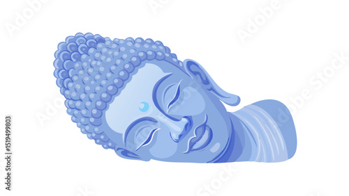 Blue Buddha sculpture head resting peacefully in a calm and serene manner, emphasizing tranquility and meditation