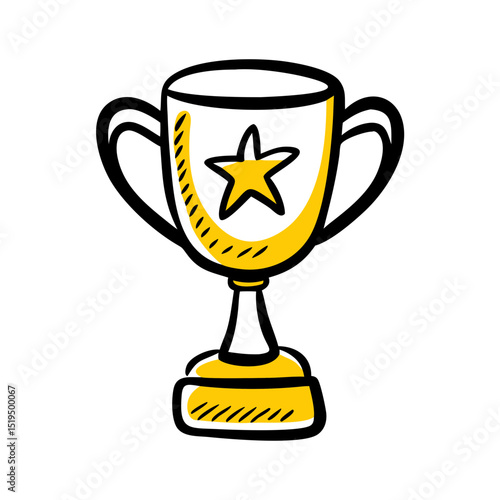 Golden trophy with a star symbol representing achievement and success in competitions