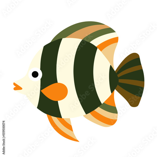 Colorful striped fish swimming in a playful underwater environment during a bright day
