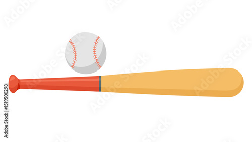 Baseball bat and ball ready for play in a bright, animated style