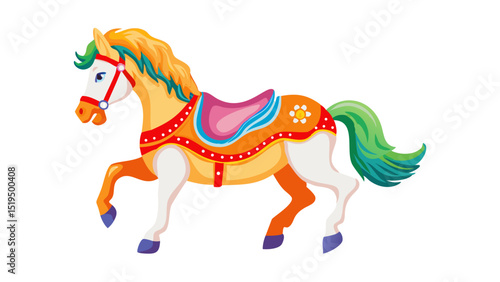 Colorful carousel horse model with vibrant details for decoration or children's entertainment