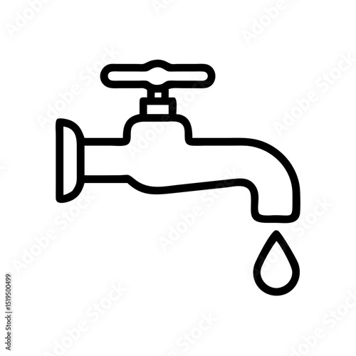 Water faucet with a single droplet hanging from the spout during a plumbing repair at home