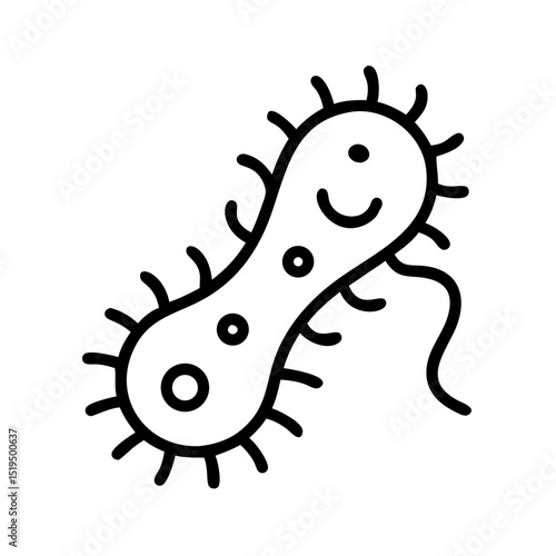 Microbial life illustrated with a cheerful bacterium character designed for educational purposes in biology