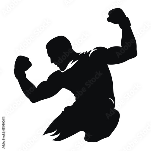 Muscular athlete striking a powerful pose in a dynamic and energetic manner during a fitness session