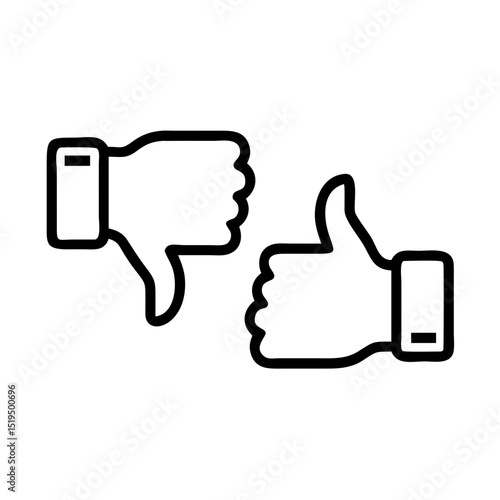 Hands showing thumbs up and down symbols indicating approval and disapproval in a minimalist design