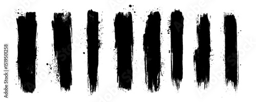  Black brush marks. Hand drawn grunge texture brush stroke and Grunge brushes collection. Brush stroke paint border on white background .