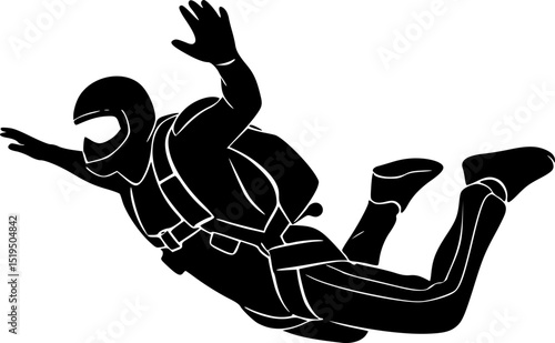 minimalist Skydiver man extreme sport freedom vector black color silhouette